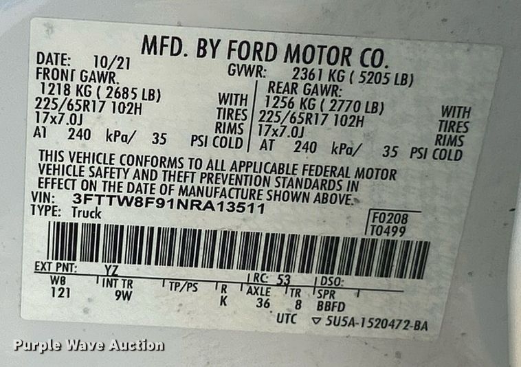 image for item EK8420 2022 Ford Maverick XL Crew Cab pickup truck