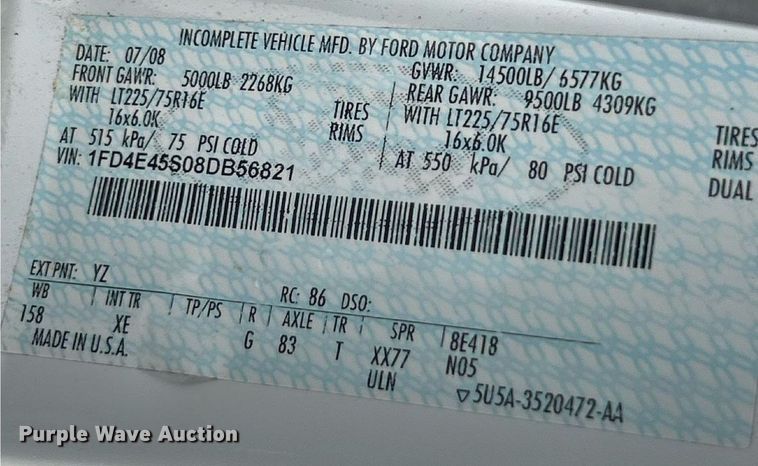 image for item EK8445 2008 Ford E450 Super Duty shuttle bus