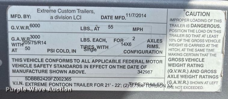 image for item EL6065 2015 Bennington S21  pontoon boat