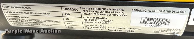 image for item EM2201 Hustler HIG2200 generator