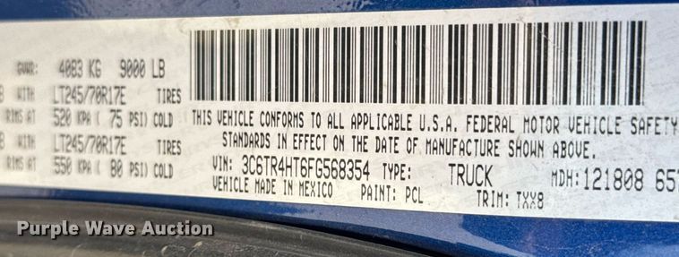 image for item EM8026 2015 Dodge Ram 2500 Crew Cab flatbed pickup truck