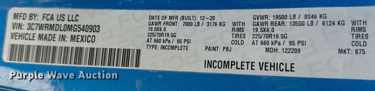 image for item EM8029 2021 Dodge Ram 5500 flatbed truck