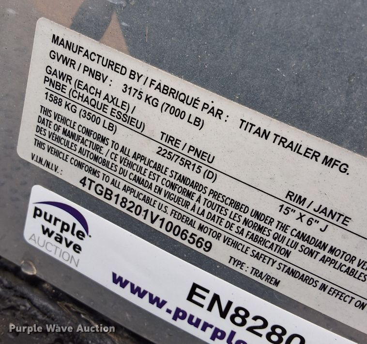 image for item EN8280 1997 Titan enclosed cargo trailer