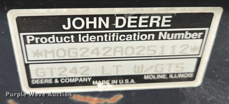 image for item EN8290 John Deere GT242 lawn mower