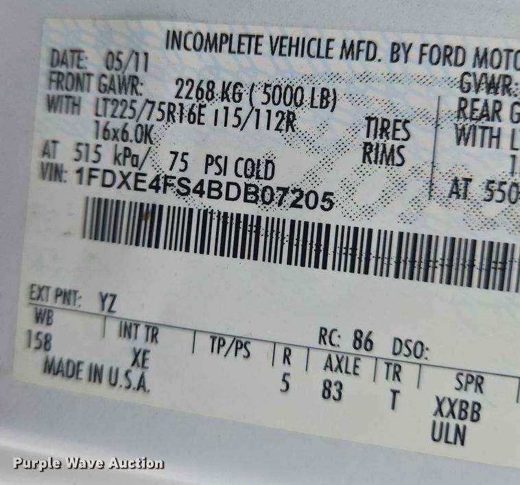 image for item EN8303 2011 Ford E450 RV