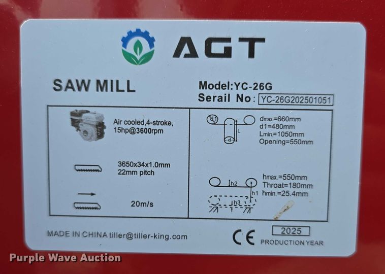 image for item EO1579 2025 AGT YC-26G sawmill