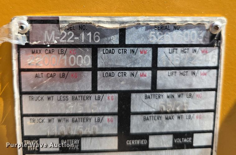 image for item EO1598 Big Joe M-22-16 pallet jack