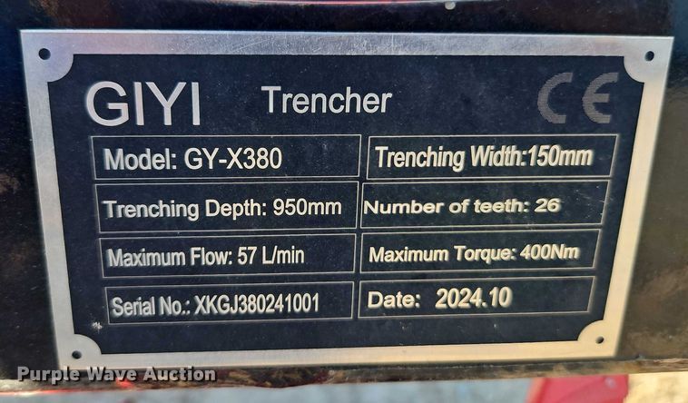 image for item EO4596 2024 GIYI GY-X380 skid steer trencher