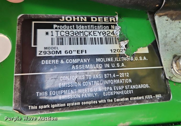 image for item EO4601 John Deere Z930M ZTR lawn mower