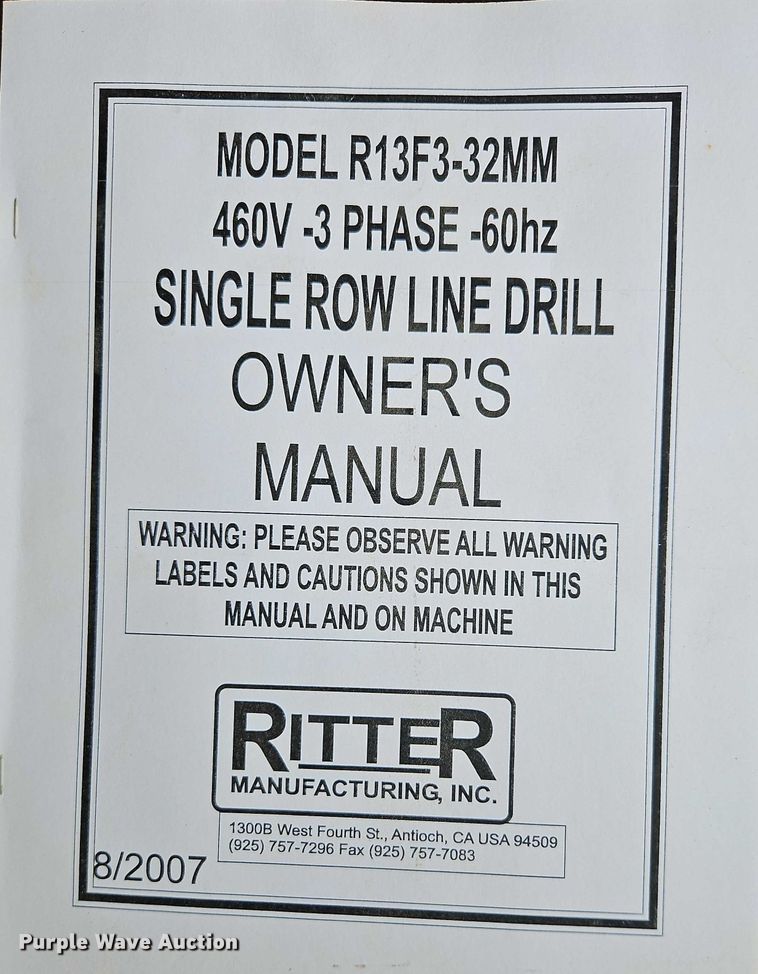 image for item EO4604 Ritter Manufacturing R13F3-32MM single row line drill
