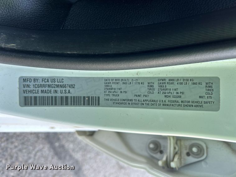 image for item EQ0515 2021 Dodge  Ram 1500 Crew Cab pickup truck