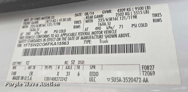 image for item EQ4063 2015 Ford Transit 350 delivery van