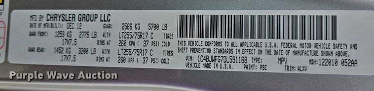 image for item EQ4074 2013 Jeep Wrangler Unlimited Rubicon SUV