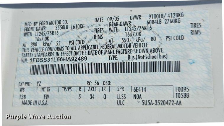 image for item FB9419 2006 Ford E350 van