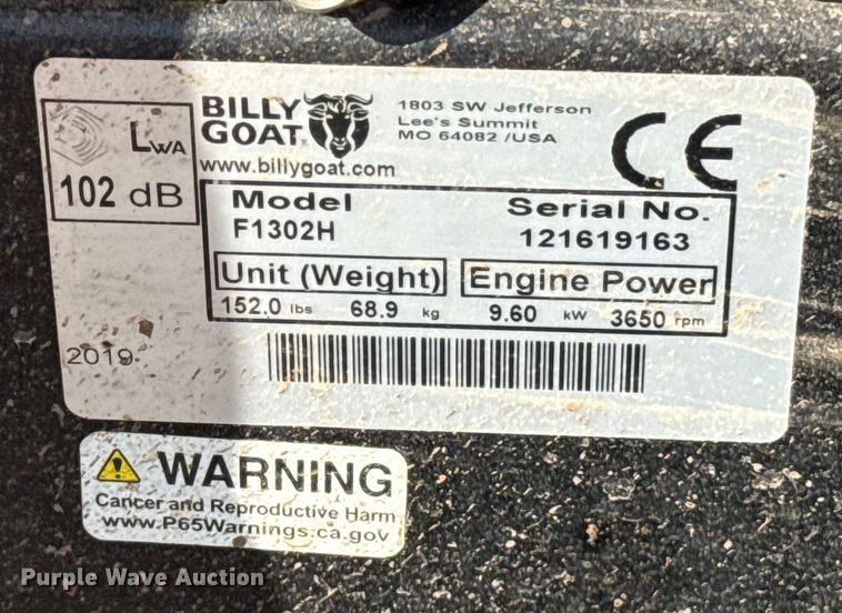 image for item JR9432 Billy Goat F1302H blower