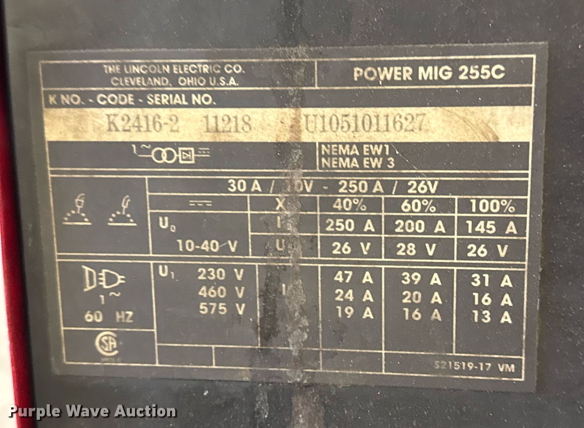 クルトンページ Lincoln Electric Power MIG 255C welder in Newton, KS | Item EM8012