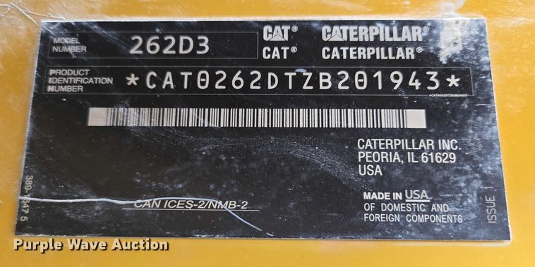 image for item DF8613 2020 Caterpillar 262D3 skid steer loader