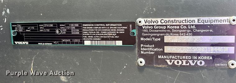 image for item DH8654 2016 Volvo ECR235EL excavator