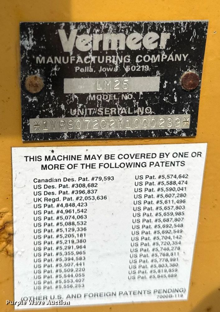 image for item DJ9684 2000 Vermeer LM25 cable plow