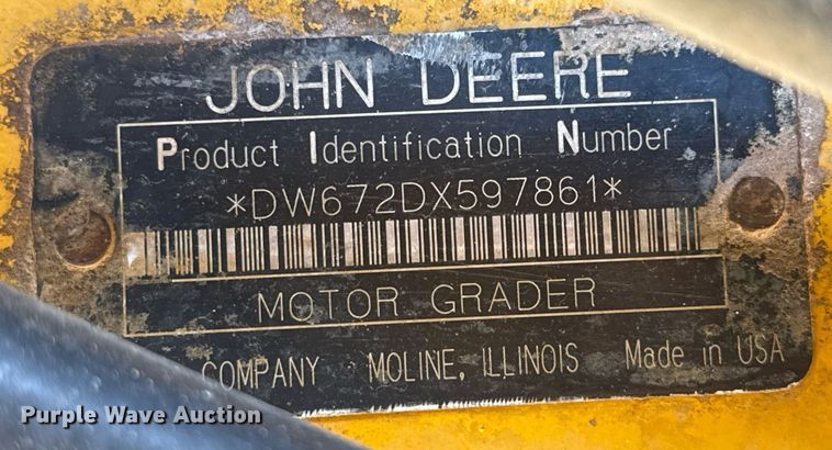 image for item DO7192 2005 John Deere 672D motor grader