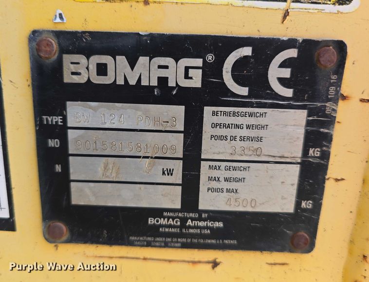 image for item DR3851 2007 Bomag BW 124 PDH-3 single drum vibratory roller