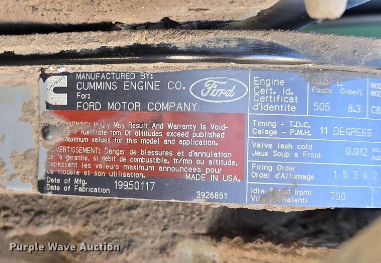 image for item DR3942 1995 Ford L8000 dump truck