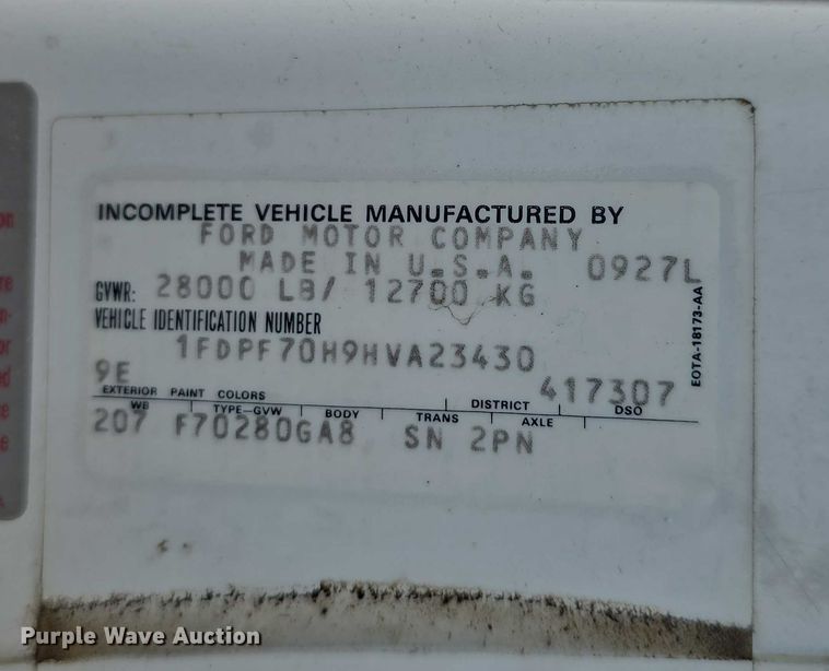 image for item DR3943 1987 Ford F700 sewer rodder truck