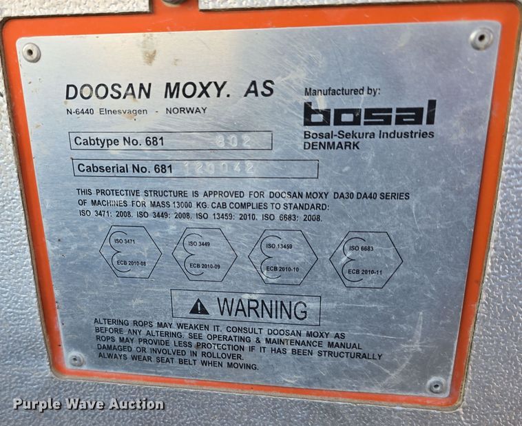 image for item DR3946 2012 Doosan DA40 articulated haul truck