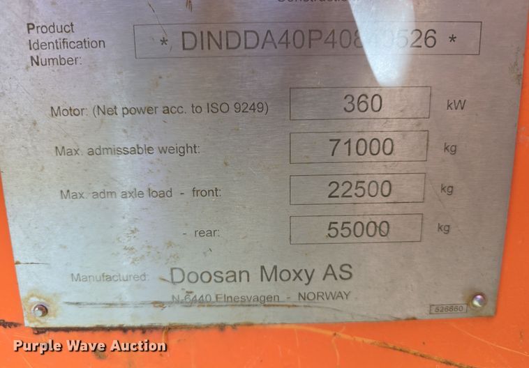 image for item DR3946 2012 Doosan DA40 articulated haul truck