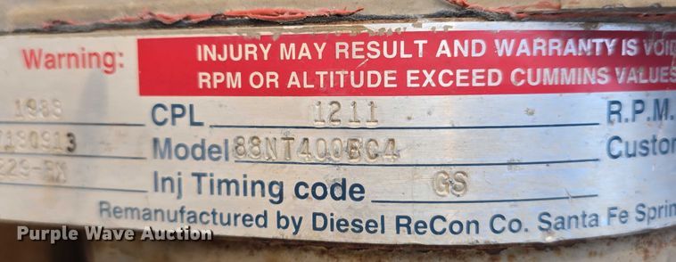image for item DR3949 1988 Cummins 88NT400BC4 engine