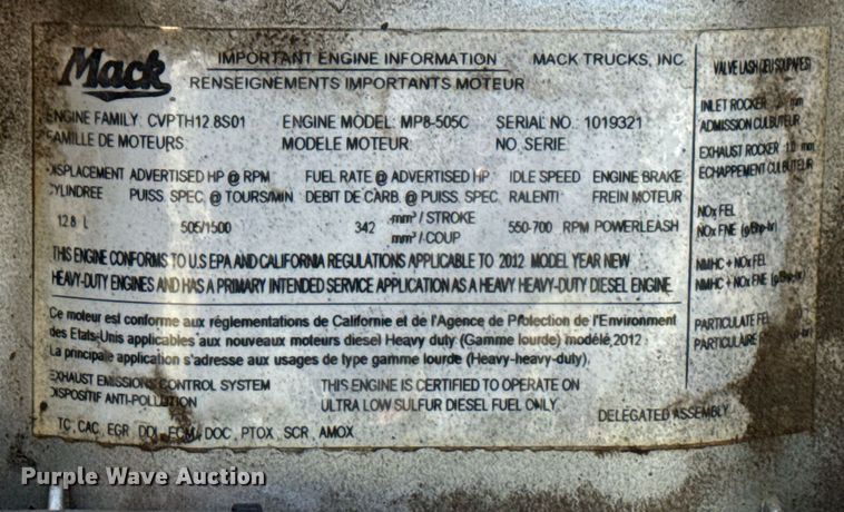 image for item DS3846 2013 Mack CHU613 fuel / lube truck