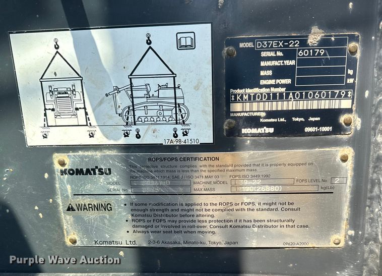 image for item DS3850 2008 Komatsu D37EX-22 dozer