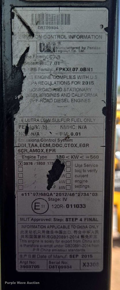 image for item DT4952 2016 Caterpillar 330FL excavator