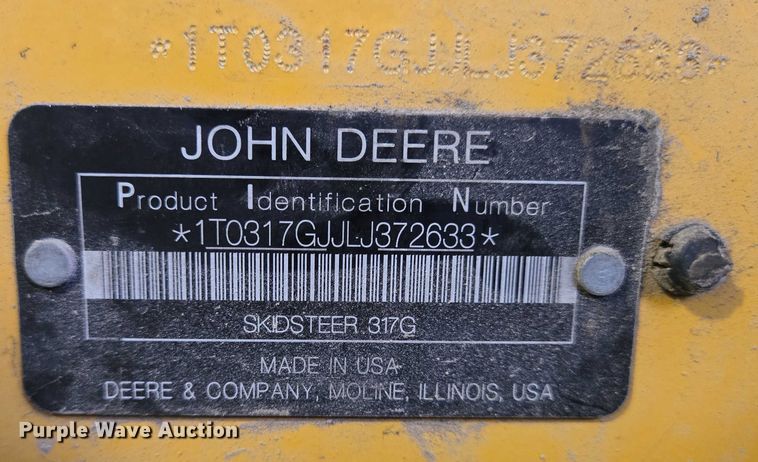 image for item DT4953 2020 John Deere 317G tracked skid steer loader