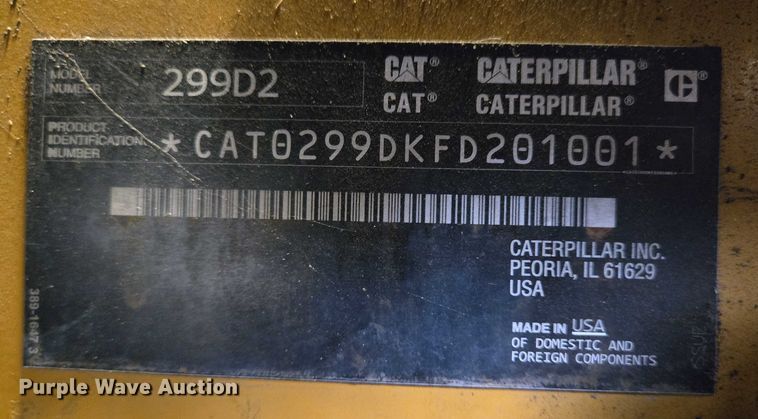 image for item DT4955 2016 Caterpillar 299D2 tracked skid steer loader