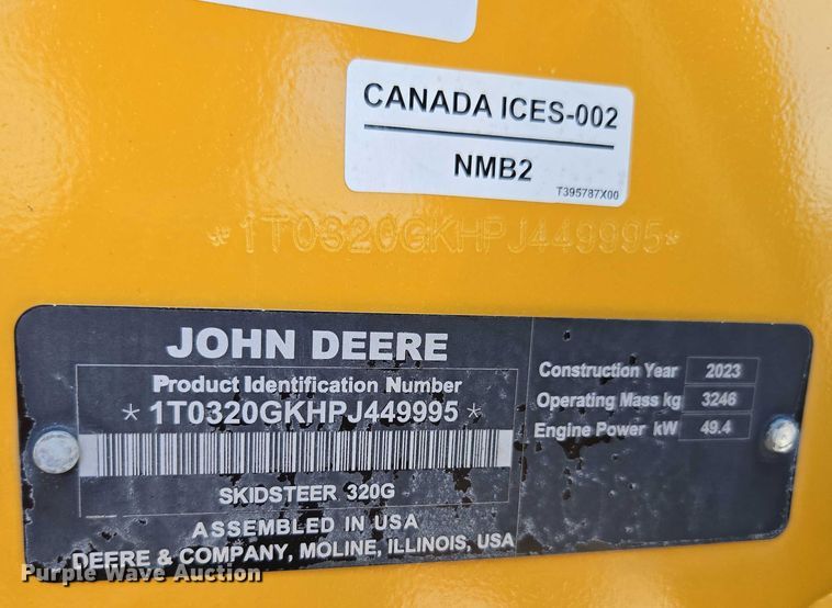 image for item DU7922 2023 John Deere 320G skid steer loader