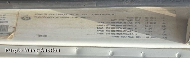 image for item DU7929 2008 Mack GU713 dump truck