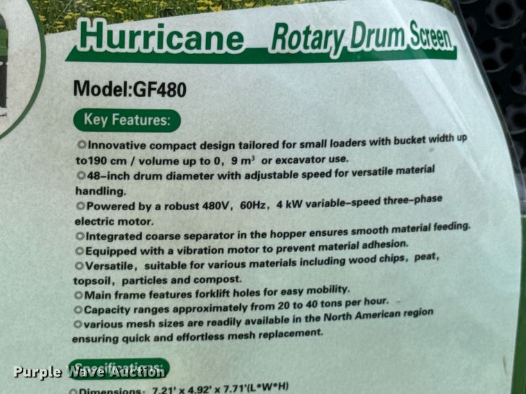image for item DU9402 2024 Hurricane GF480 trommel screen