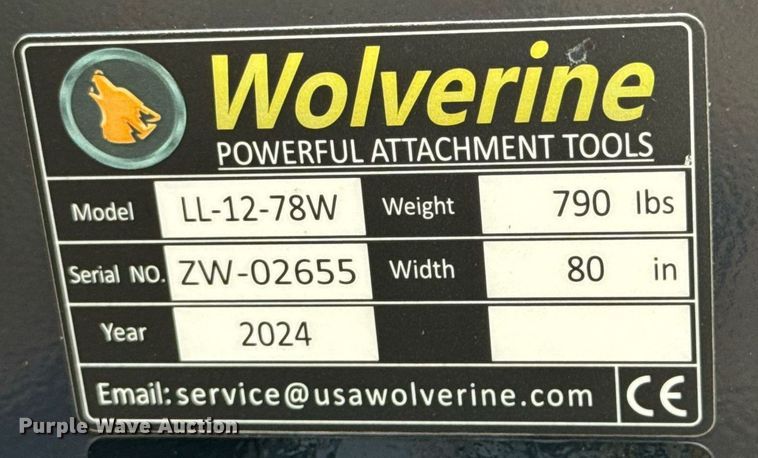 image for item DU9410 2024 Wolverine LL-12-78W skid steer land leveler