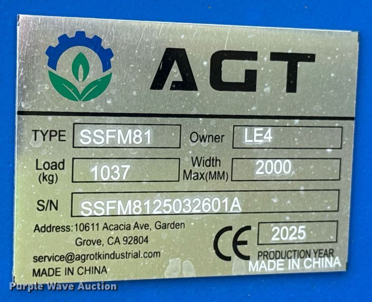 image for item DU9425 2025 AGT SSFM81 skid steer mulcher