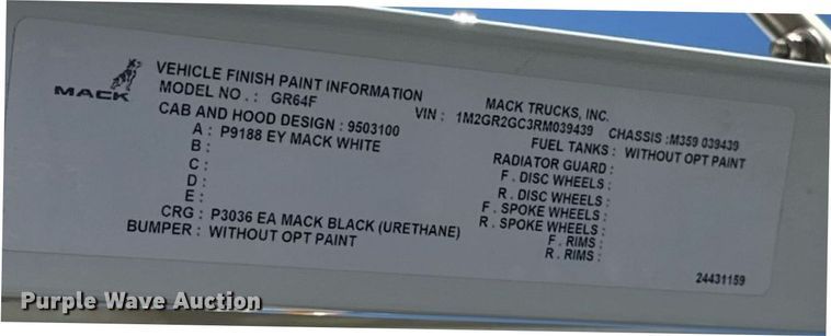 image for item DW3390 2024 Mack Granite GR64F dump truck