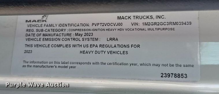 image for item DW3390 2024 Mack Granite GR64F dump truck