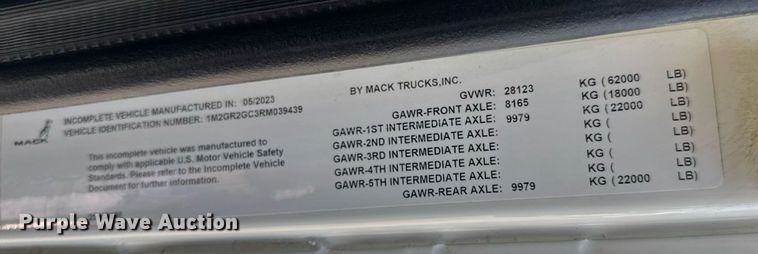 image for item DW3390 2024 Mack Granite GR64F dump truck