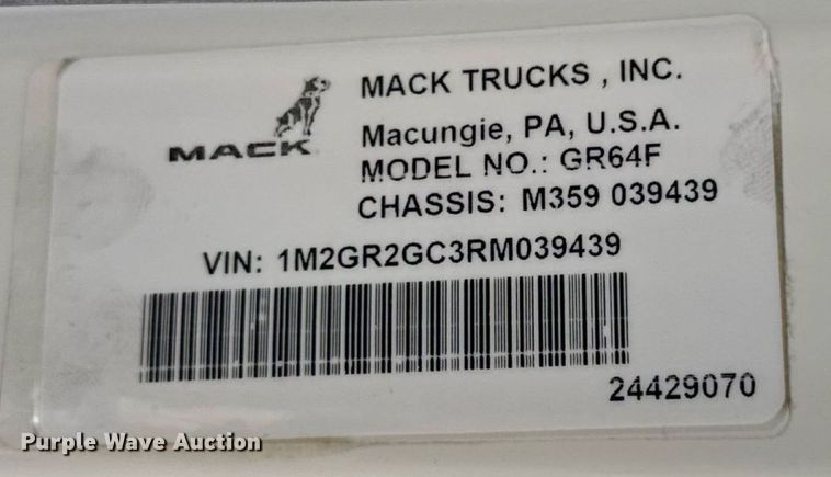 image for item DW3390 2024 Mack Granite GR64F dump truck
