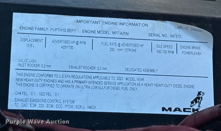 image for item DW3391 2024 Mack Granite GR64F dump truck