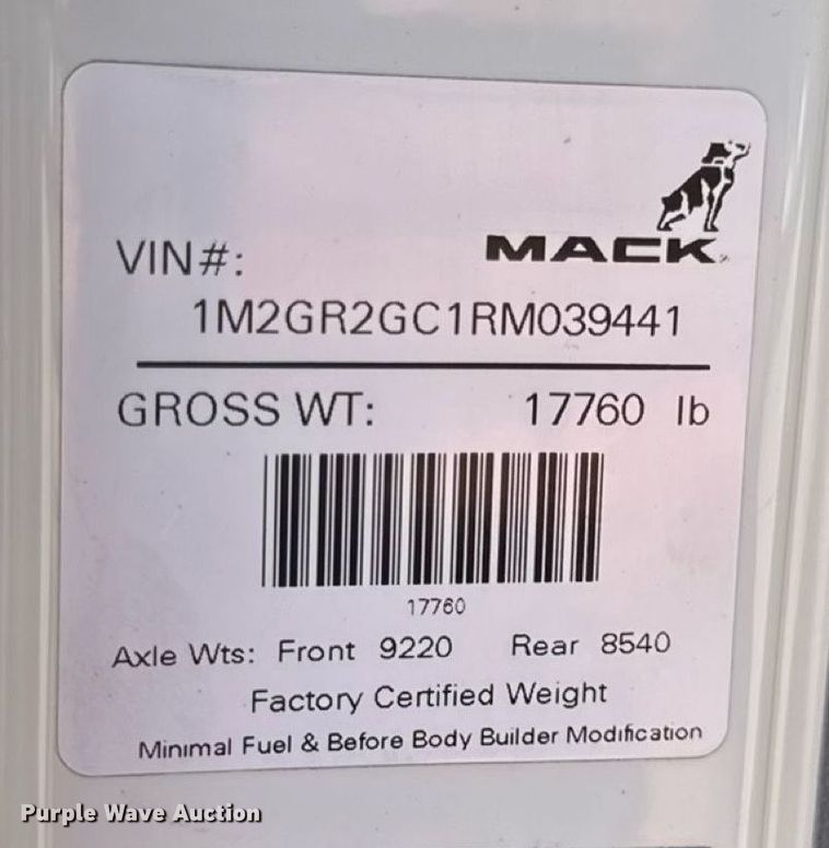 image for item DW3391 2024 Mack Granite GR64F dump truck