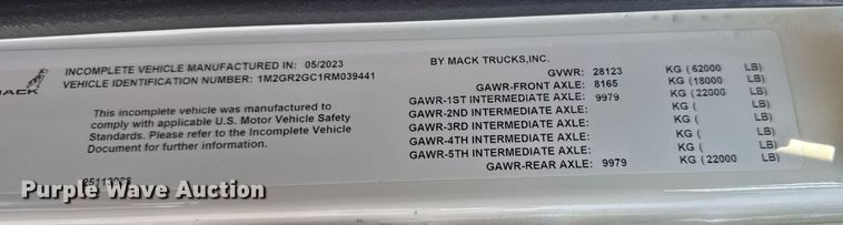 image for item DW3391 2024 Mack Granite GR64F dump truck