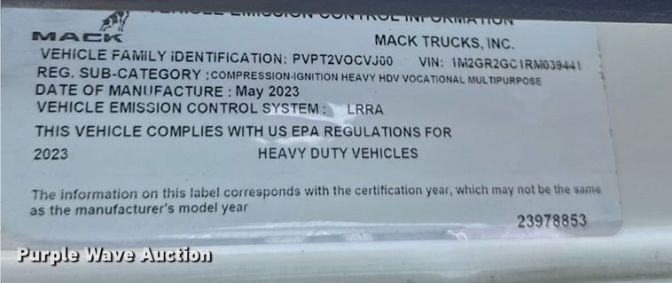 image for item DW3391 2024 Mack Granite GR64F dump truck