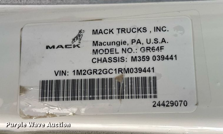 image for item DW3391 2024 Mack Granite GR64F dump truck
