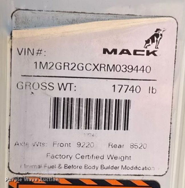 image for item DW3392 2024 Mack Granite GR64F dump truck